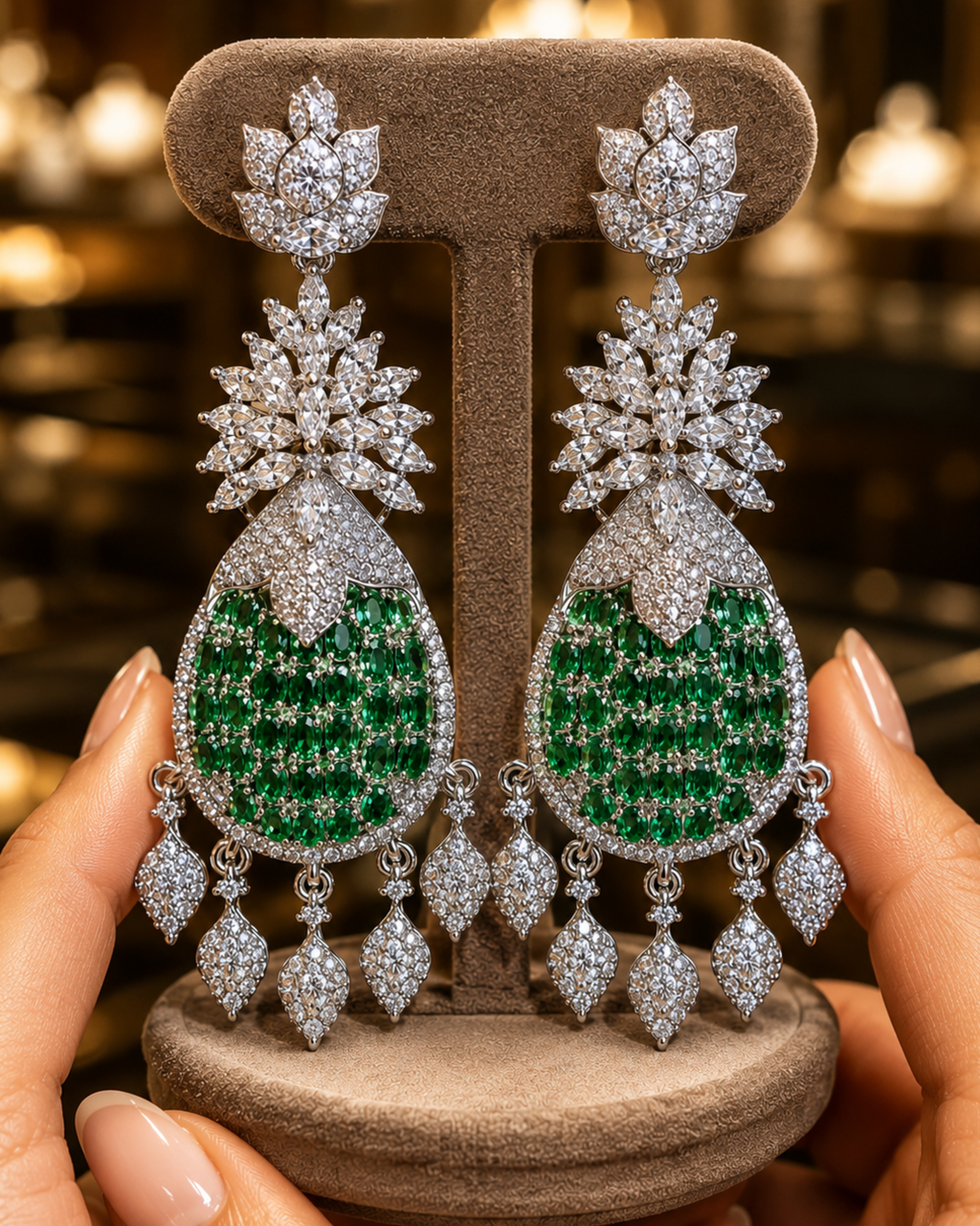 Emerald Tortoise Diamond Earrings