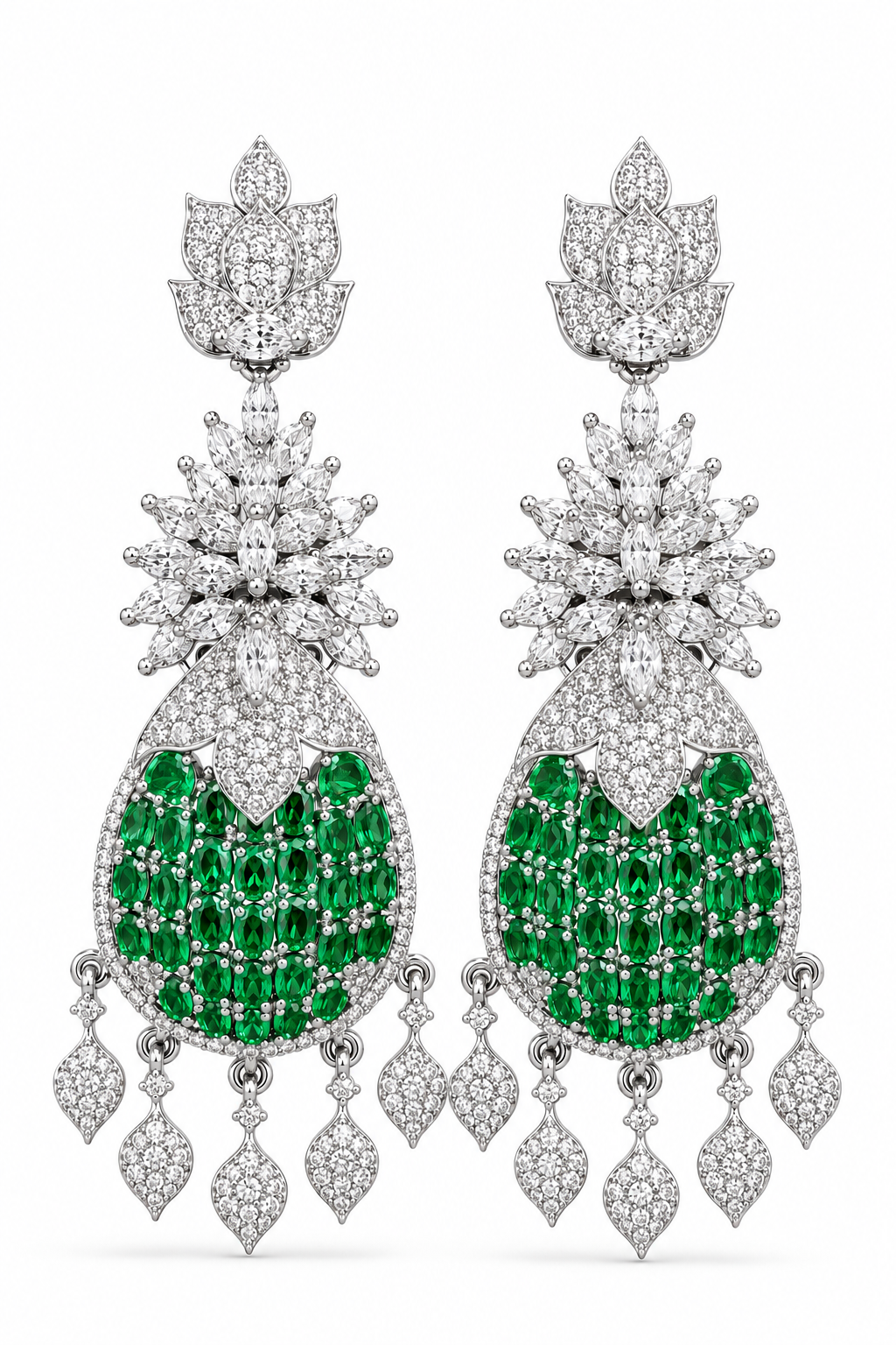 Emerald Tortoise Diamond Earrings